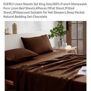 Everly Deep Chocolate Linen Sheet Set